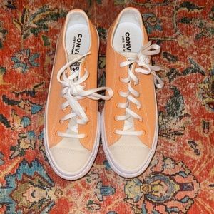orange recycled canvas platform converse